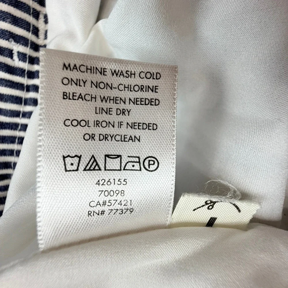 J.Crew Navy White Seersucker Striped Pencil Skirt Size 6